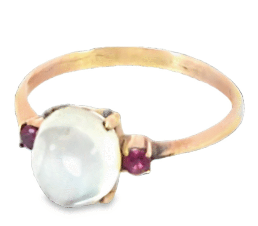 Moonstone And Ruby Genuine Gemstone Set with in 9 KT Gold Lady's Ring, H97 - Image 6