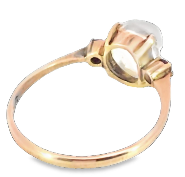 Moonstone And Ruby Genuine Gemstone Set with in 9 KT Gold Lady's Ring, H97 - Image 5