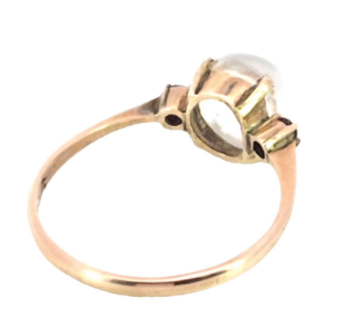Moonstone And Ruby Genuine Gemstone Set with in 9 KT Gold Lady's Ring, H97 - Image 3