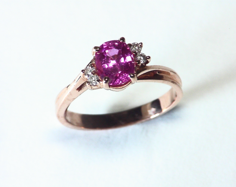 Pink Sapphire 14 kt Gold Engagement Ring in a Simple Design RFK346 - Image 7