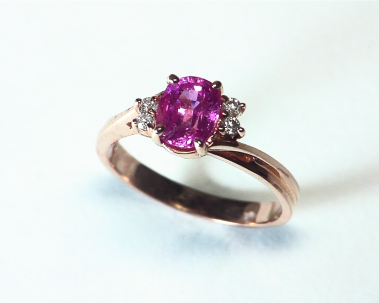 Pink Sapphire 14 kt Gold Engagement Ring in a Simple Design RFK346 - Image 6