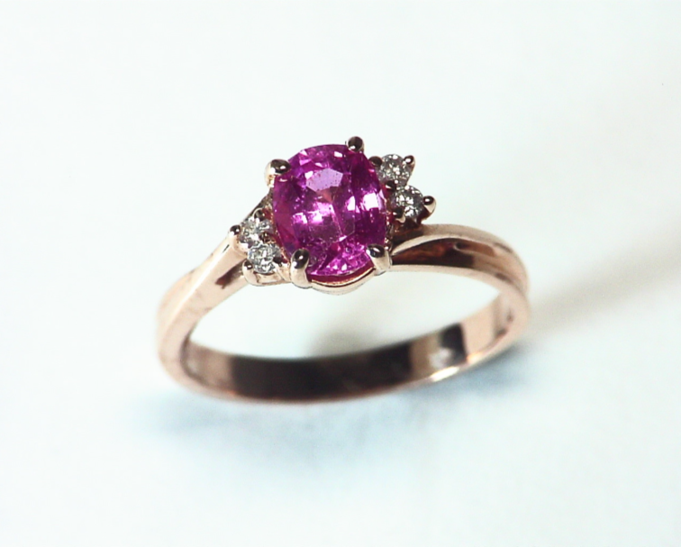Pink Sapphire 14 kt Gold Engagement Ring in a Simple Design RFK346 - Image 5