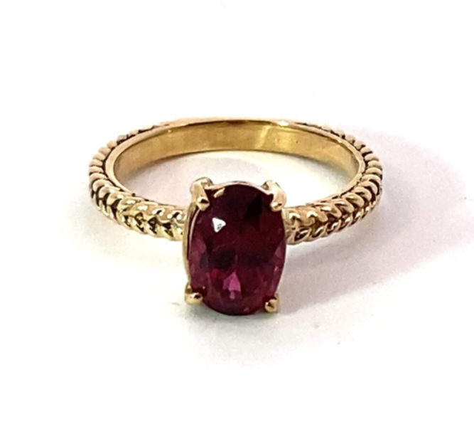 Red Spinel (Sri Lankan) Genuine Gemstone 14 Kt Yellow Gold Ring RFK514