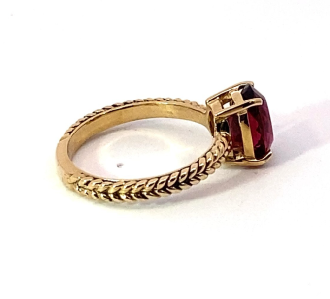 Red Spinel (Sri Lankan) Genuine Gemstone 14 Kt Yellow Gold Ring RFK514 - Image 7