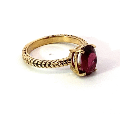 Red Spinel (Sri Lankan) Genuine Gemstone 14 Kt Yellow Gold Ring RFK514 - Image 3