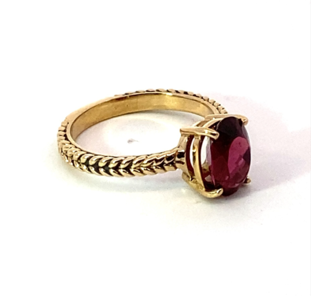 Red Spinel (Sri Lankan) Genuine Gemstone 14 Kt Yellow Gold Ring RFK514 - Image 3