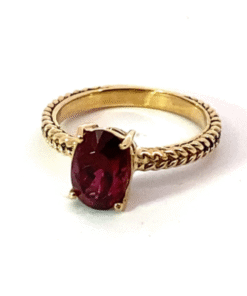 Alternative view of Red Spinel (Sri Lankan) Genuine Gemstone 14 Kt Yellow Gold Ring RFK514