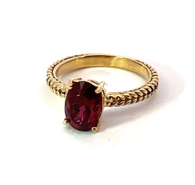 Red Spinel (Sri Lankan) Genuine Gemstone 14 Kt Yellow Gold Ring RFK514 - Image 2