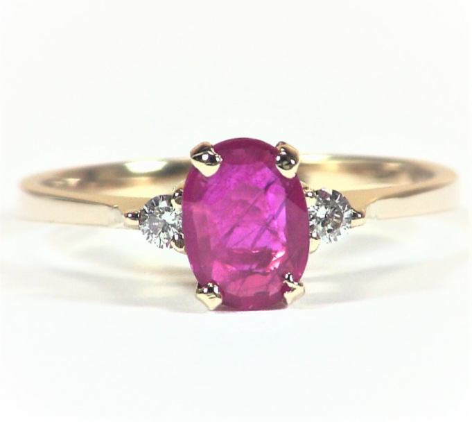Ruby 14 KT Gold and Diamond Engagement Ring In Unique Design, RFK,391