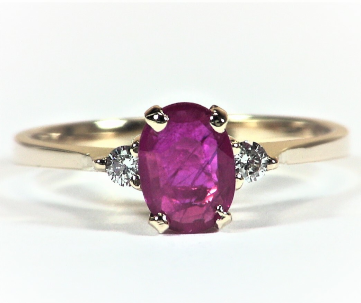 Ruby 14 KT Gold and Diamond Engagement Ring In Unique Design, RFK,391 - Image 9