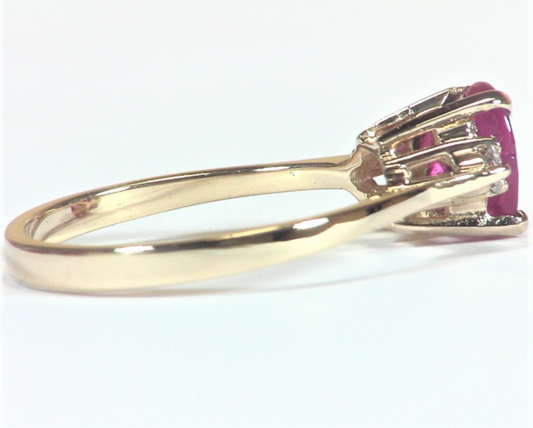 Ruby 14 KT Gold and Diamond Engagement Ring In Unique Design, RFK,391 - Image 4