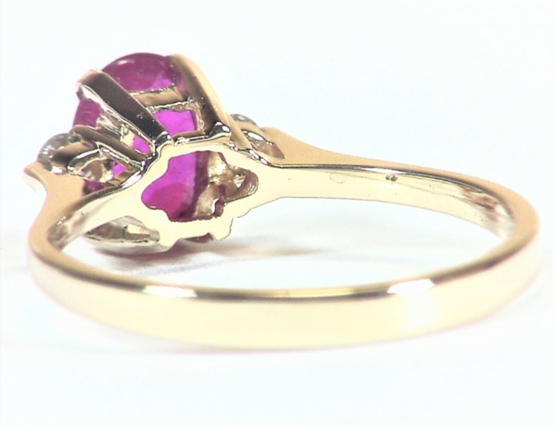 Ruby 14 KT Gold and Diamond Engagement Ring In Unique Design, RFK,391 - Image 3