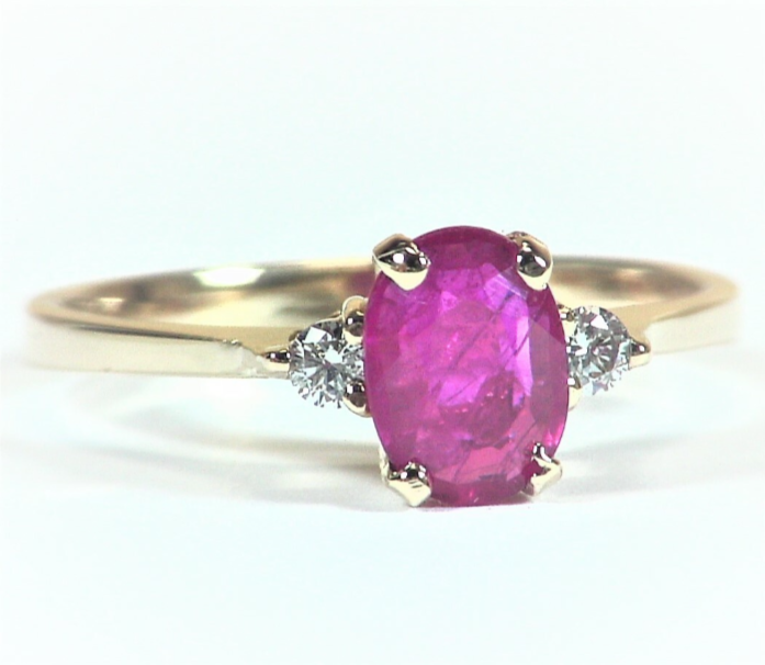 Ruby 14 KT Gold and Diamond Engagement Ring In Unique Design, RFK,391 - Image 2