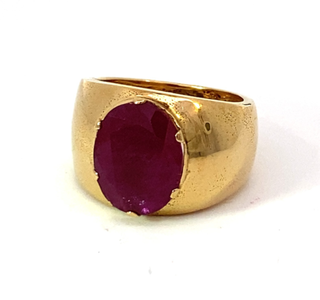 Ruby Natural Genuine Gemstone 10 KT Yellow Gold Ring RFK494