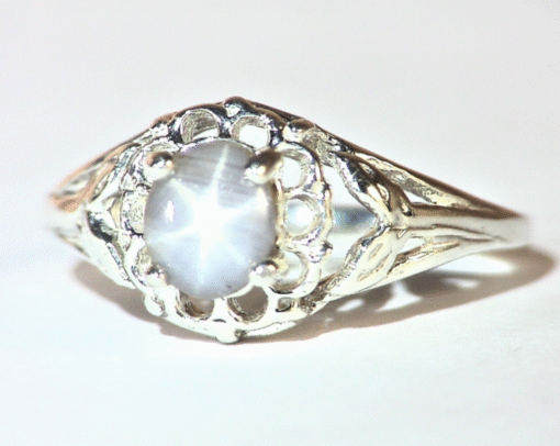 Star Sapphire Natural Genuine Gemstone in Starling Silver Lady,s Ring RSS,1097