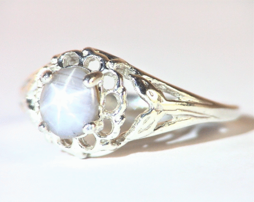 Star Sapphire Natural Genuine Gemstone in Starling Silver Lady,s Ring RSS,1097 - Image 8