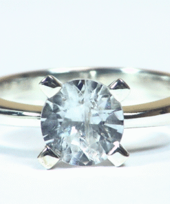 White Sapphire Natural Genuine Gemstone Sterling Silver Lady's Ring RSS1162
