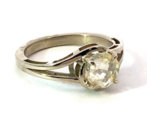 Yellow Sapphire Natural Genuine Gemstone 14 KT White Gold Lady's Ring RFK510 - Image 10
