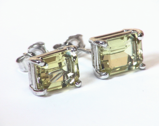 Yellowish Green Beryl Natural Genuine Gemstone White Gold Stud Earrings EFK847 - Image 8