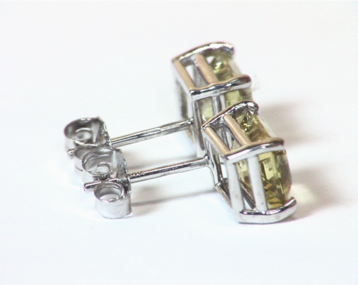 Yellowish Green Beryl Natural Genuine Gemstone White Gold Stud Earrings EFK847 - Image 7