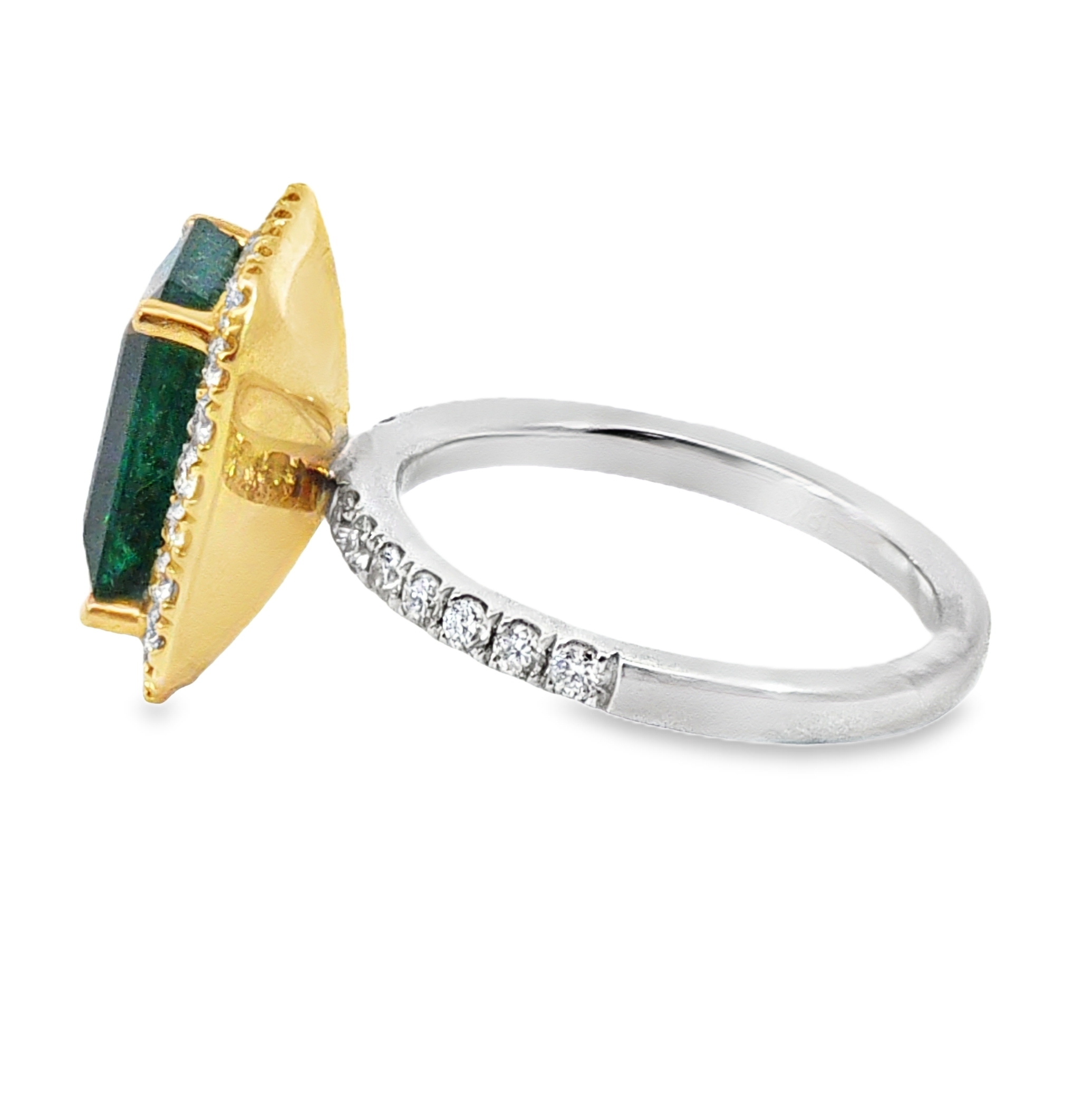 Emerald Natural Genuine Gemstones Diamond 18 KT Lady's Ring RFK382 - Image 8