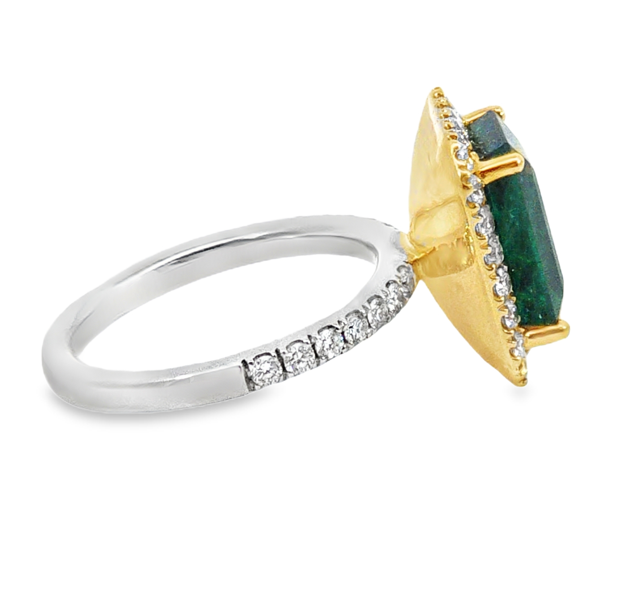 Emerald Natural Genuine Gemstones Diamond 18 KT Lady's Ring RFK382 - Image 7