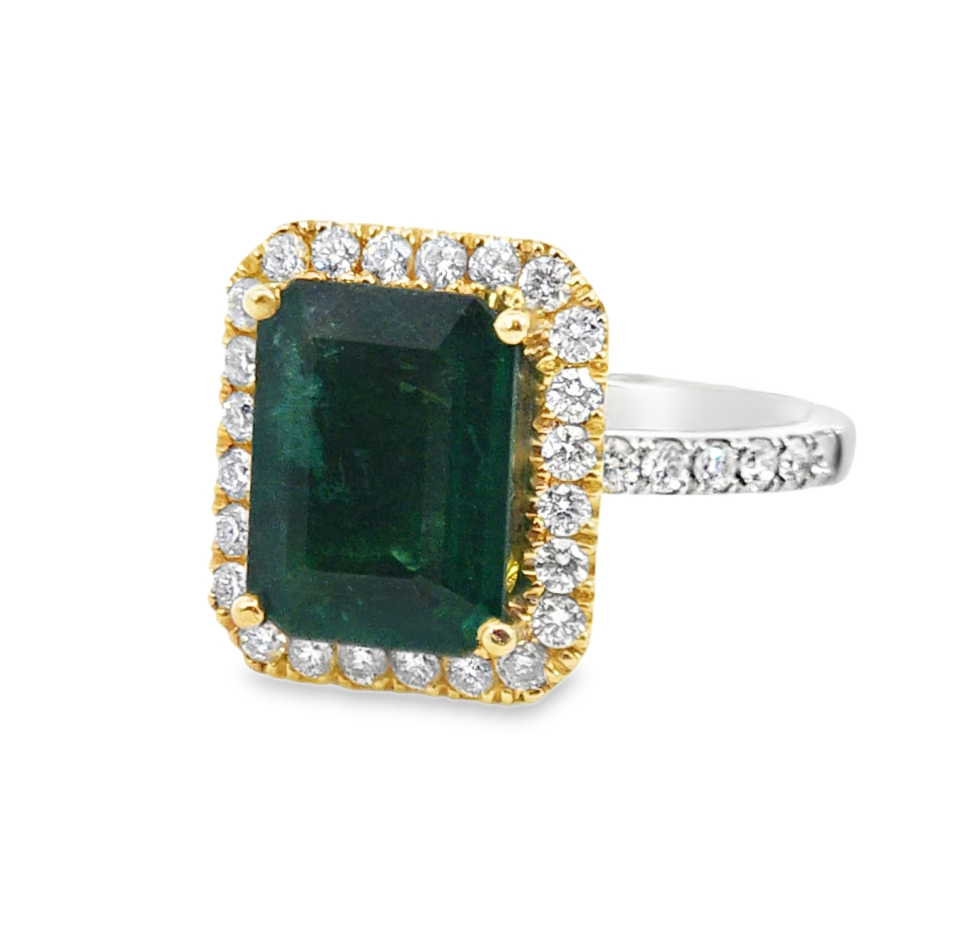 Emerald Natural Genuine Gemstones Diamond 18 KT Lady's Ring RFK382 - Image 6