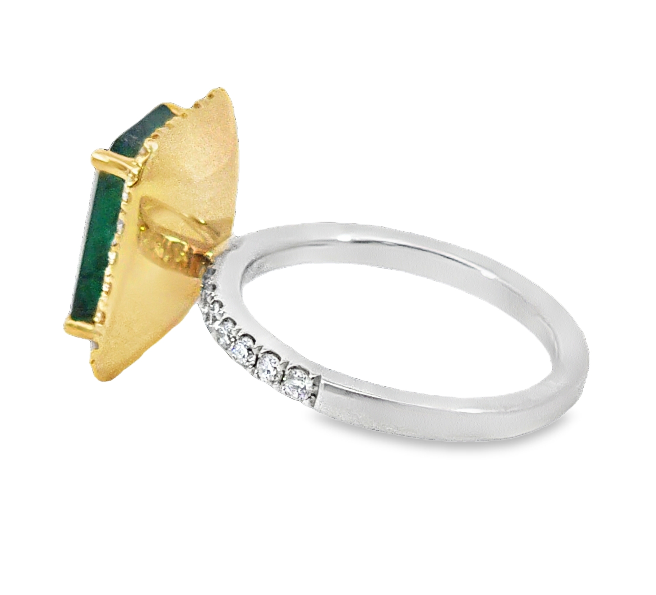 Emerald Natural Genuine Gemstones Diamond 18 KT Lady's Ring RFK382 - Image 5