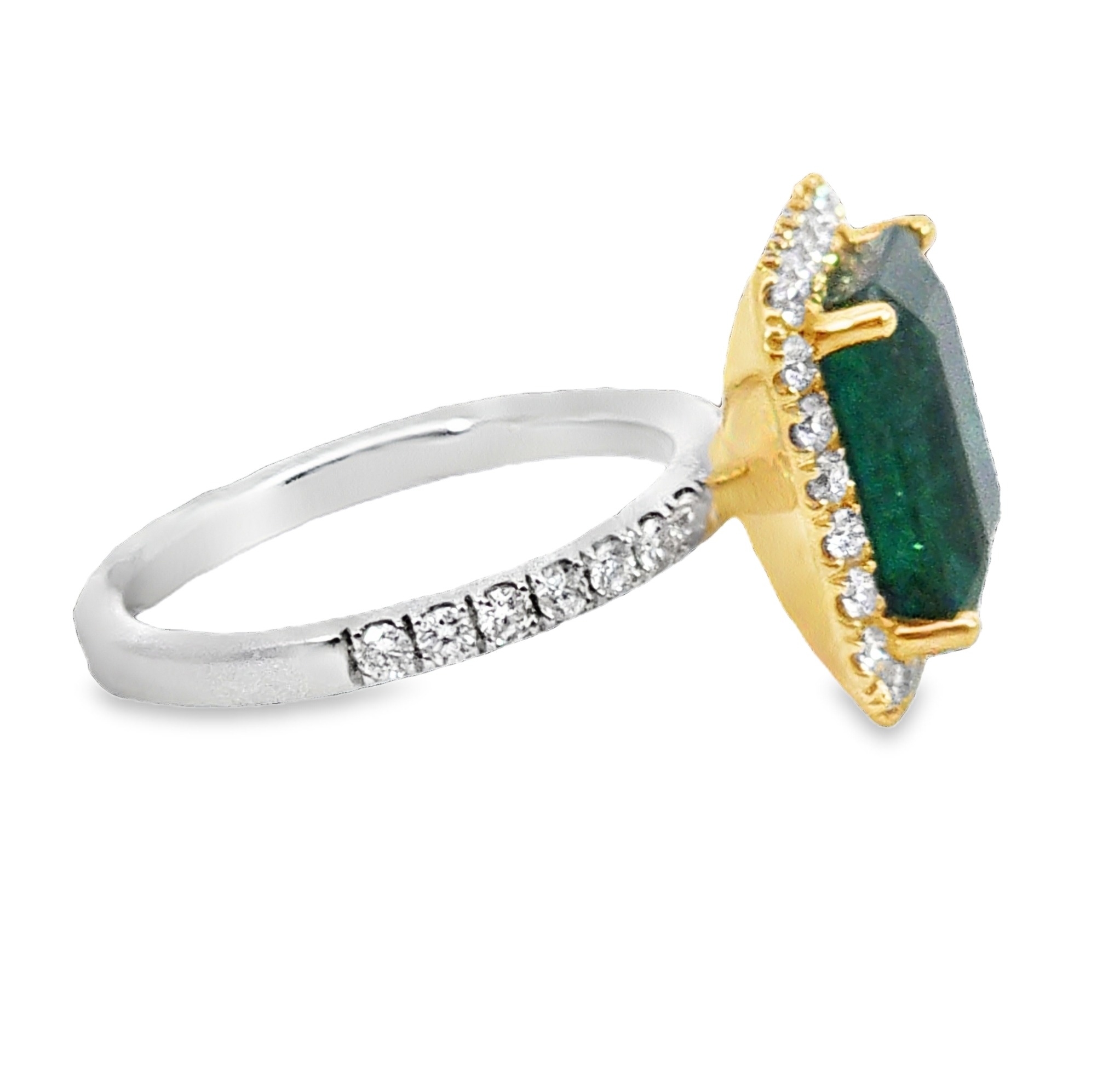 Emerald Natural Genuine Gemstones Diamond 18 KT Lady's Ring RFK382 - Image 3