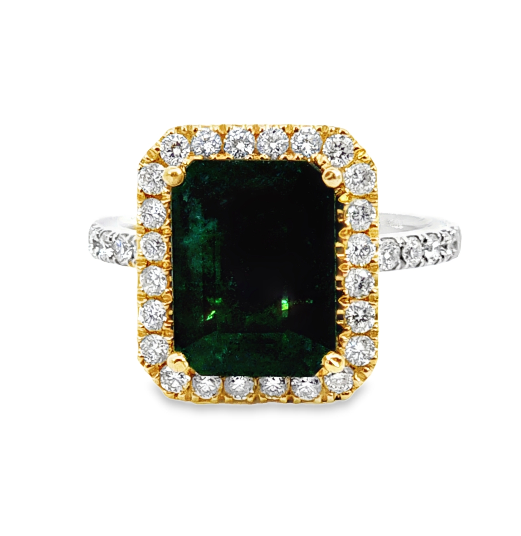 Emerald Natural Genuine Gemstones Diamond 18 KT Lady's Ring RFK382 - Image 2