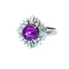Purple Star Ruby Diamond 1Platinum Cluster Engagement Ring RFK384