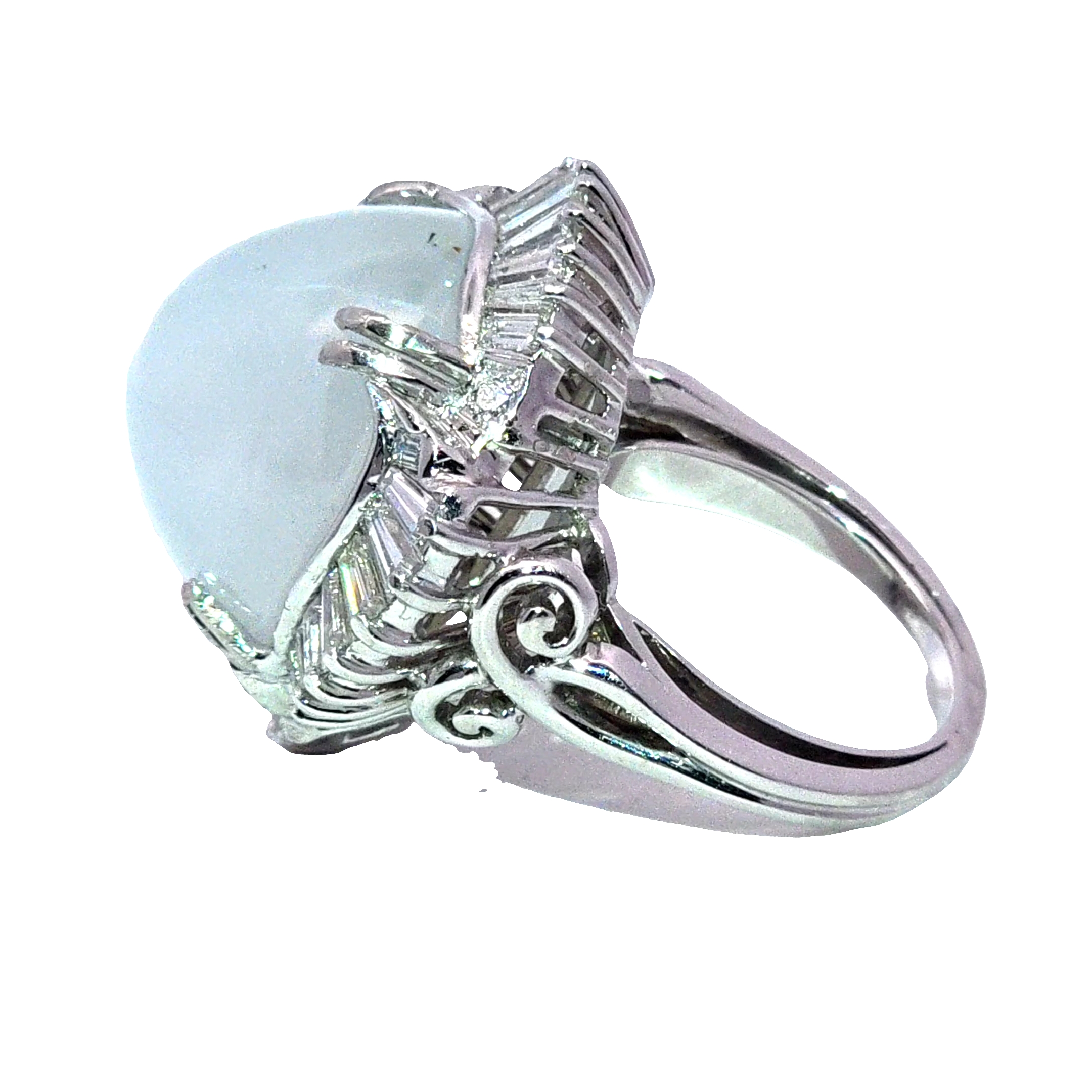 Gray Star Sapphire Natural Genuine 36 CT Platinum Diamond Lady's Ring RFK,617 - Image 2