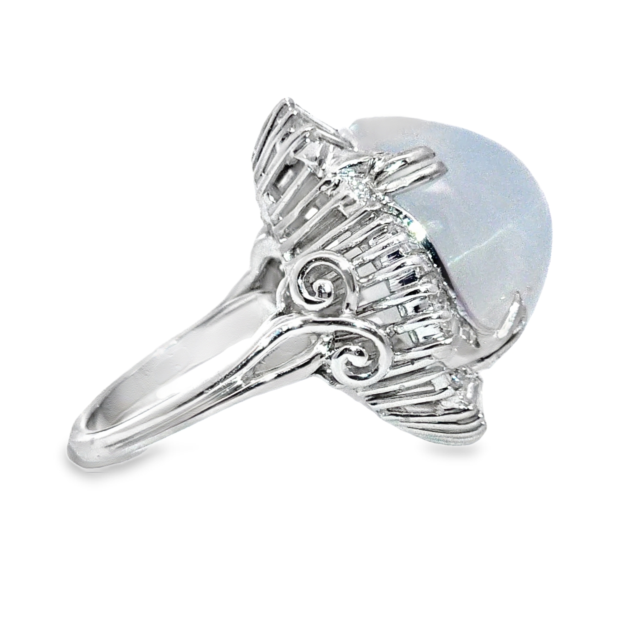 Gray Star Sapphire Natural Genuine 36 CT Platinum Diamond Lady's Ring RFK,617 - Image 4