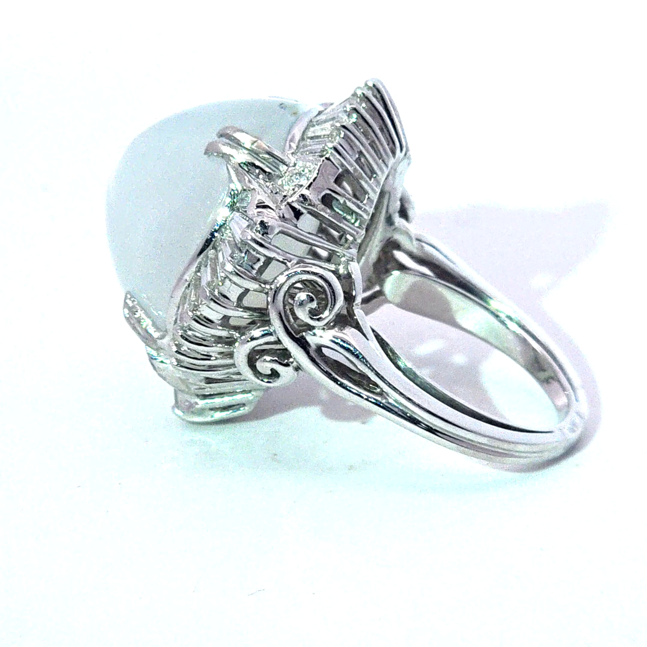 Gray Star Sapphire Natural Genuine 36 CT Platinum Diamond Lady's Ring RFK,617 - Image 6