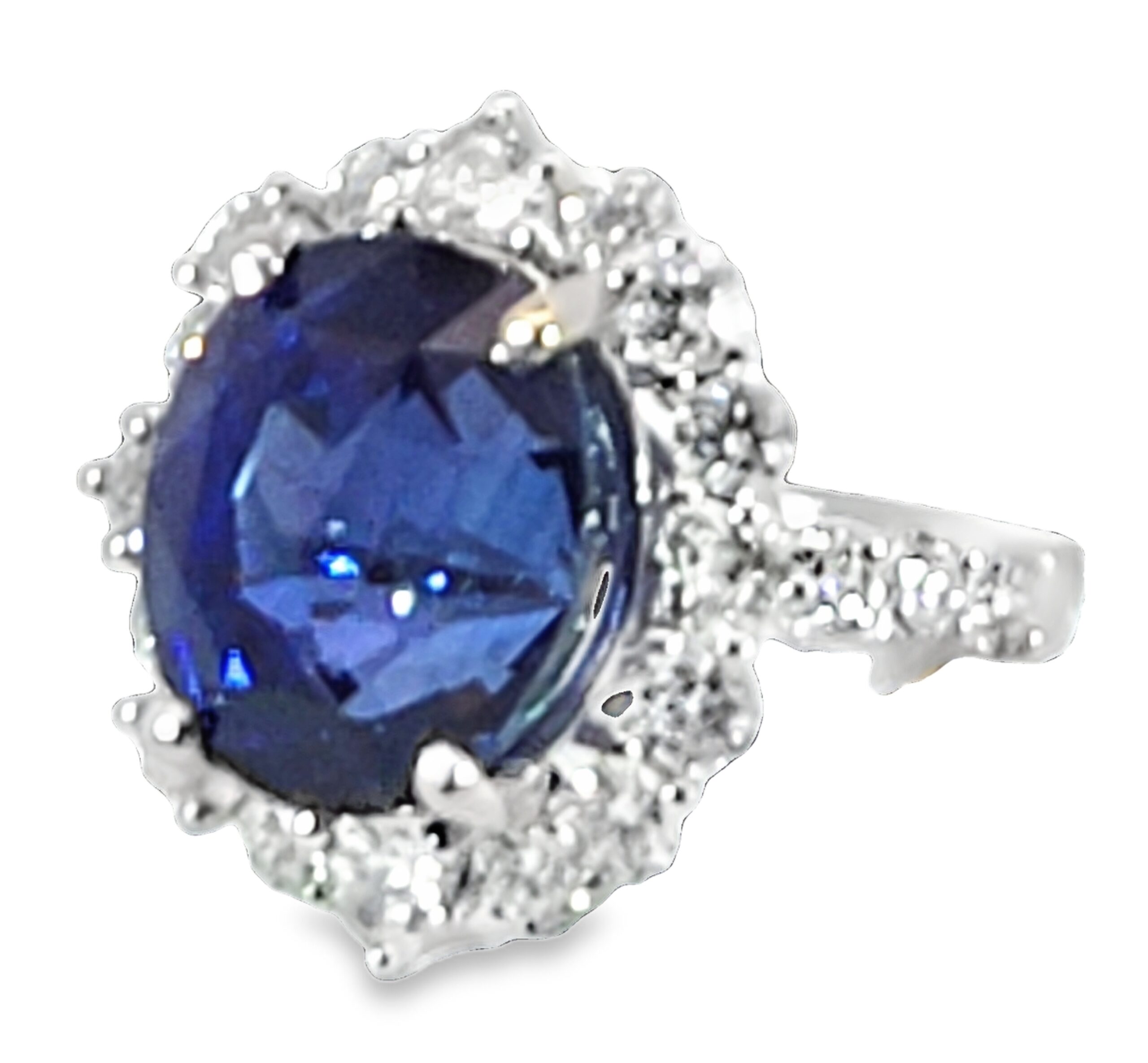 Blue Sapphire Diamond Natural Genuine 18 KT, Princess Dina Design Ring,RFK619 - Image 3