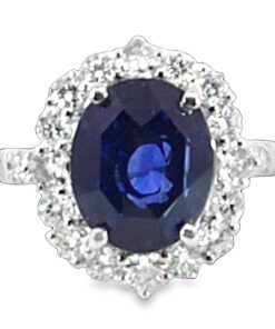 Blue Sapphire Diamond Natural Genuine 18 KT, Princess Dina Design Ring,RFK619