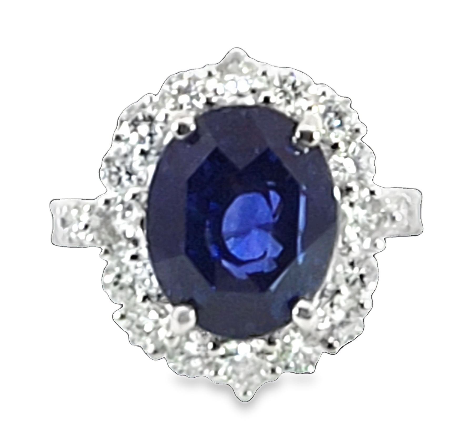 Blue Sapphire Diamond Natural Genuine 18 KT, Princess Dina Design Ring,RFK619