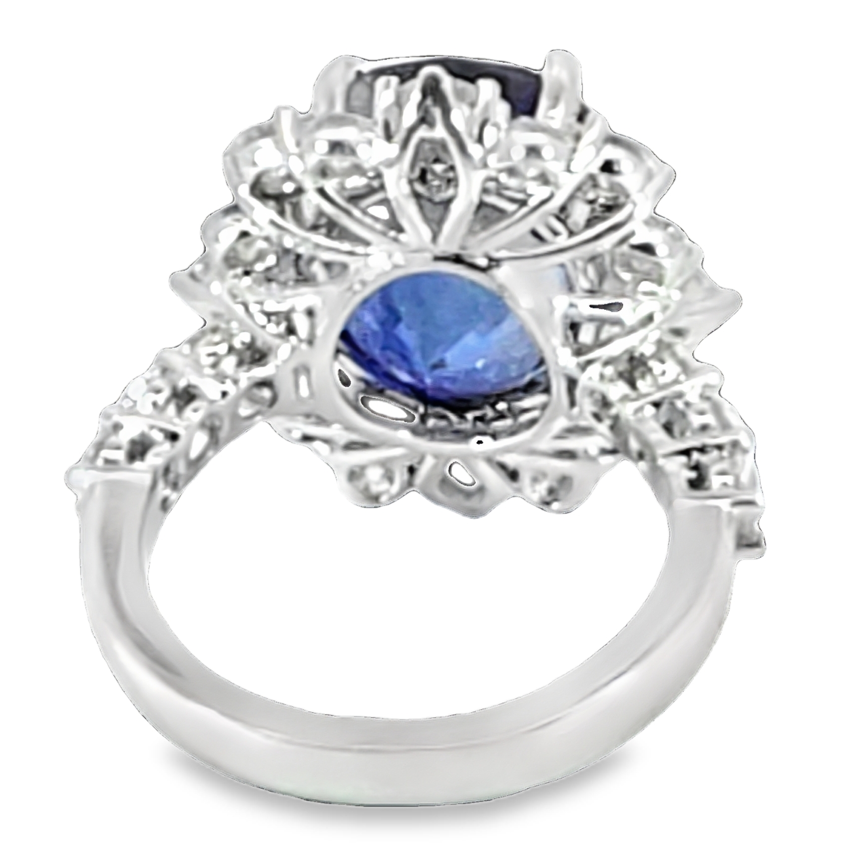 Blue Sapphire Diamond Natural Genuine 18 KT, Princess Dina Design Ring,RFK619 - Image 5