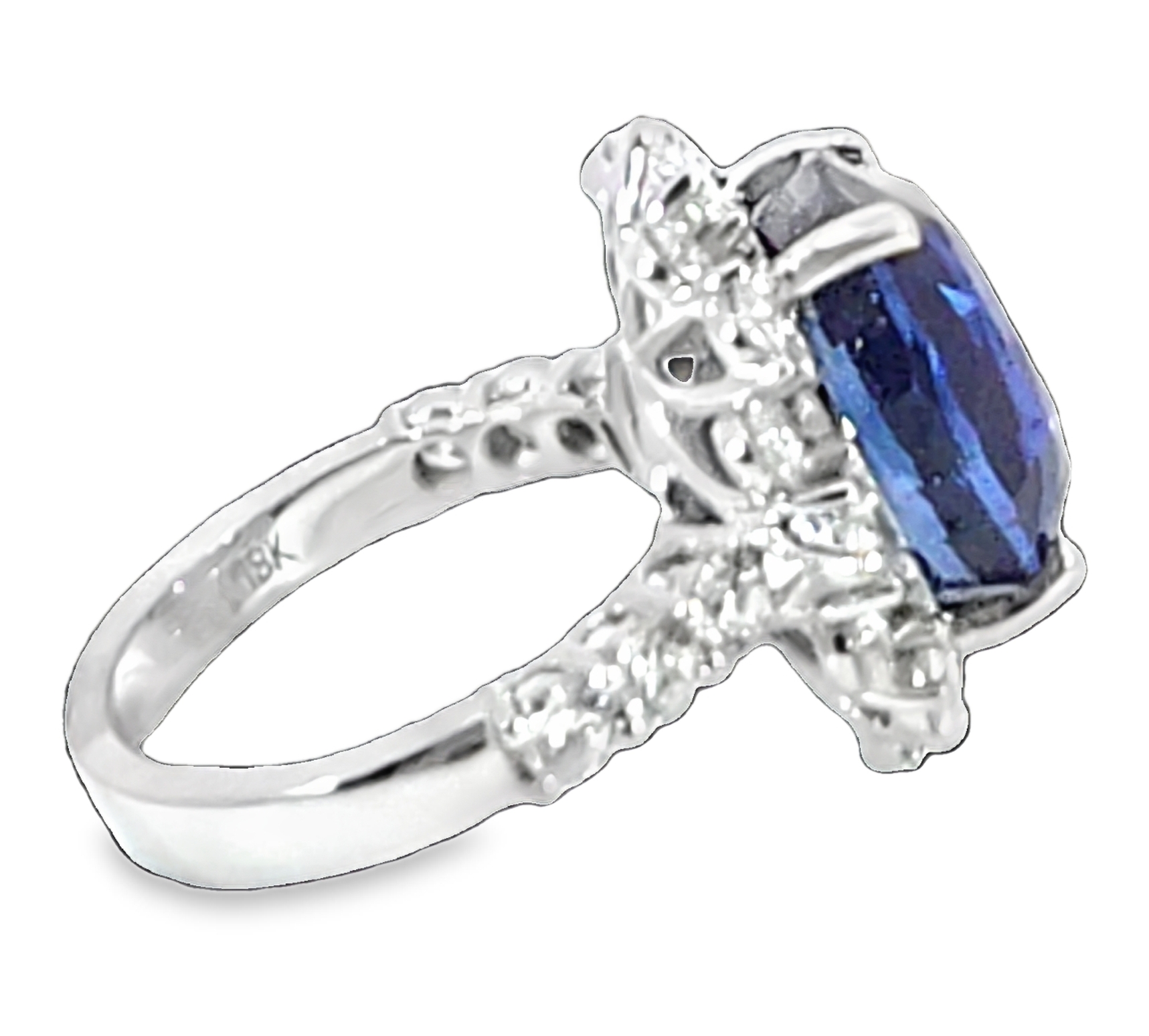 Blue Sapphire Diamond Natural Genuine 18 KT, Princess Dina Design Ring,RFK619 - Image 6