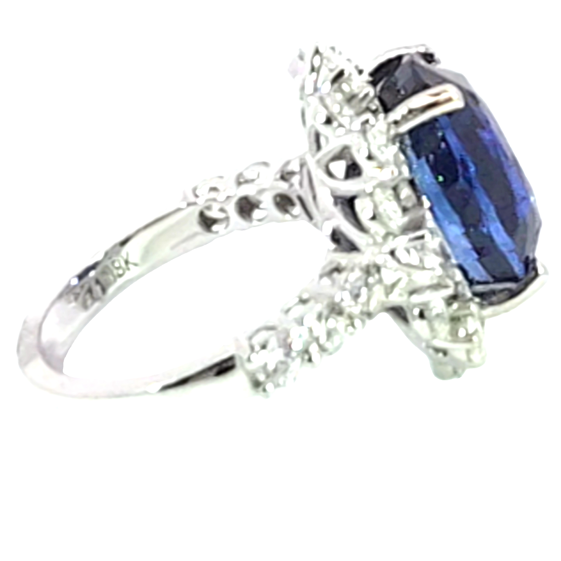 Blue Sapphire Diamond Natural Genuine 18 KT, Princess Dina Design Ring,RFK619 - Image 7