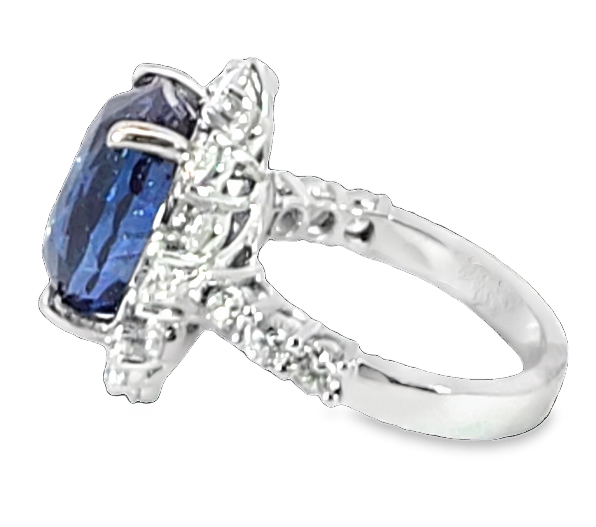 Blue Sapphire Diamond Natural Genuine 18 KT, Princess Dina Design Ring,RFK619 - Image 8