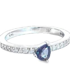 Alexandrite Natural Genuine Gemstone Diamond 14KT White Gold Lady's Ring RFK,628