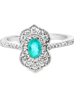 Paraiba  Tourmaline Brazil GIA Natural Gemstone White Gold Diamond Ring RFK,636