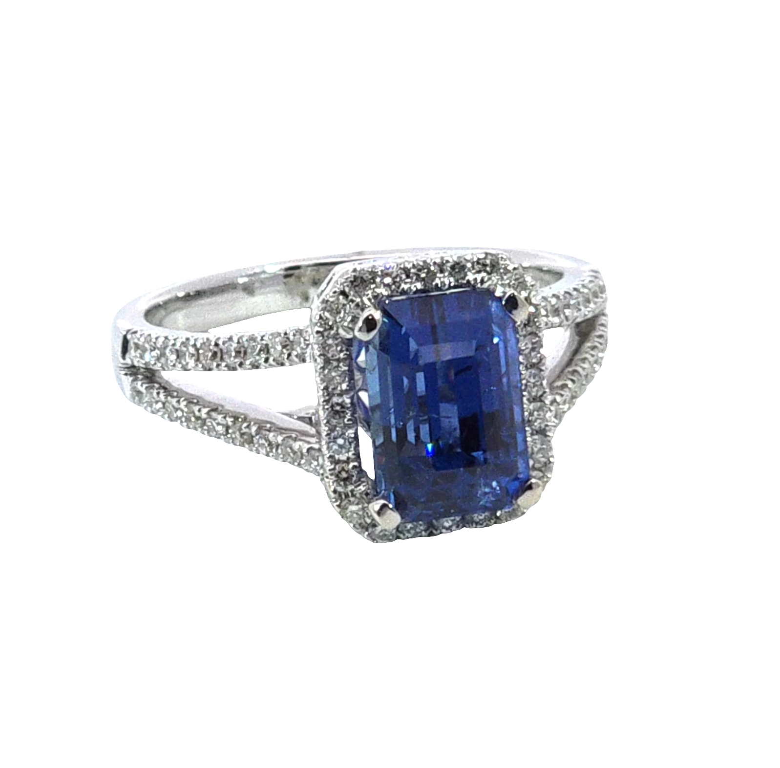 Blue Ceylon Sapphire No Heat GIA Engagement Ring 18kt Lady's Ring RFK,640