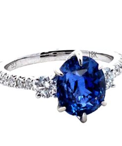 Blue Ceylon Sapphire Engagement Ring 18kt Lady's Ring RFK,641