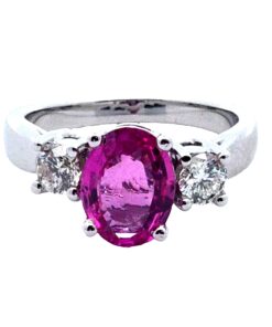 Pink Sapphire 14 kt White Gold Diamond Engagement Ring  RFK,646