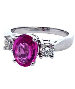 Alternative view of Pink Sapphire 14 kt White Gold Diamond Engagement Ring  RFK,646