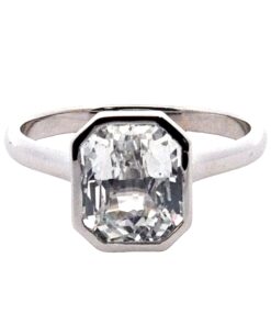 White Sapphire Natural Genuine Gemstone 14 KT White Gold Ring RFG,650