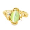 Cats Eye Chrysoberyl and Diamond Natural Genuine Gemstones Yellow Gold Ring H1