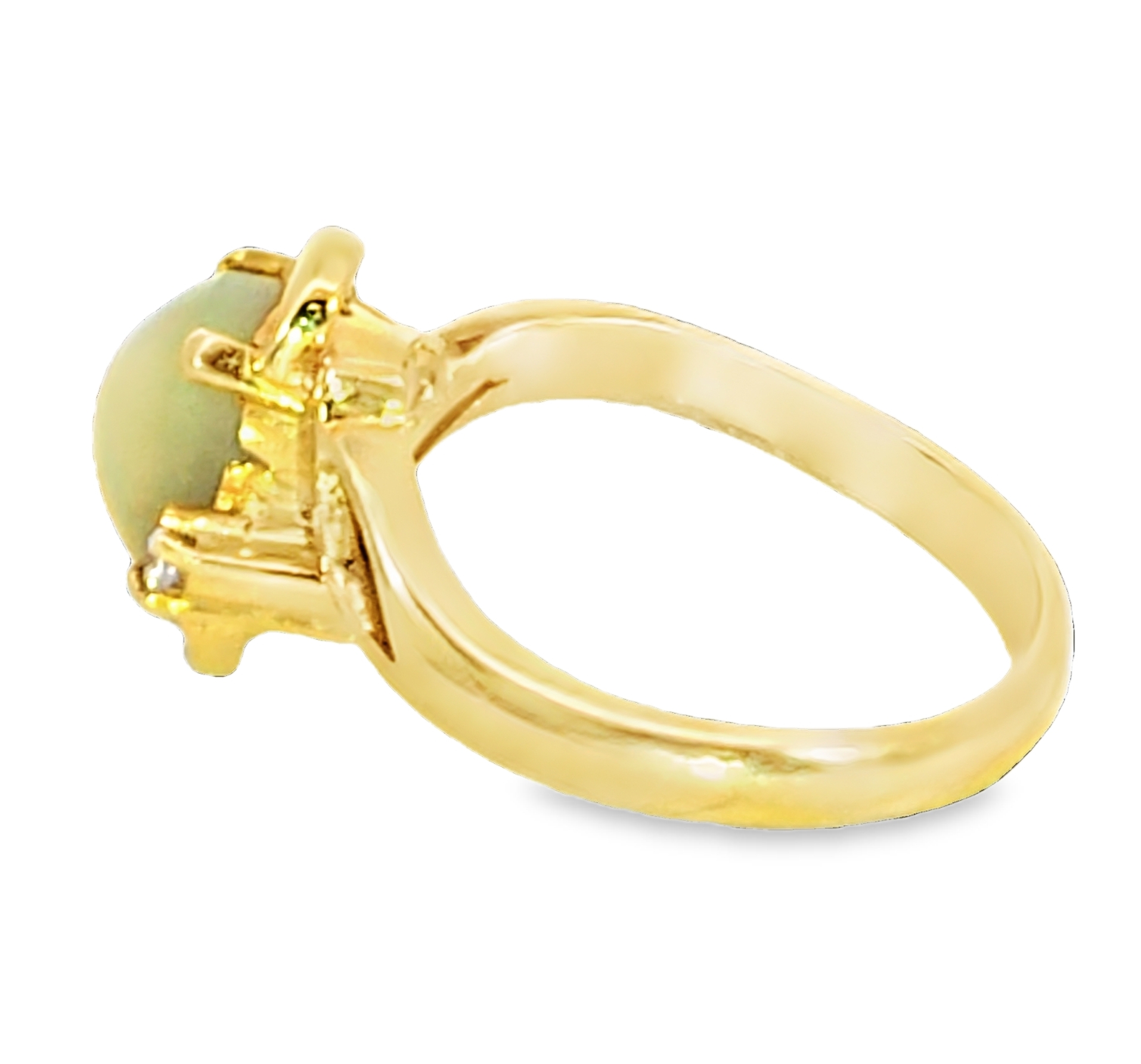 Cats Eye Chrysoberyl and Diamond Natural Genuine Gemstones Yellow Gold Ring H1 - Image 7